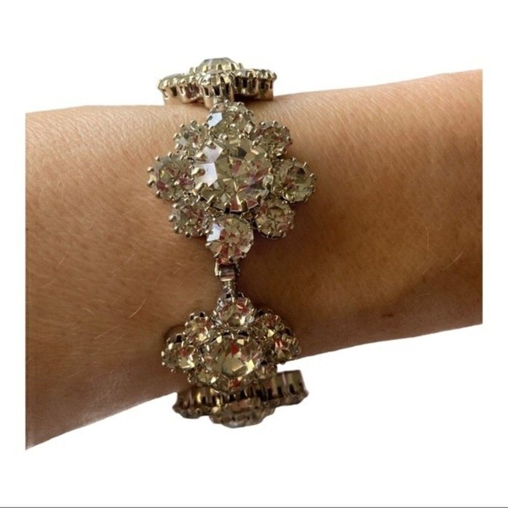 Crystal Rhinestone Marie Ferra Vintage Flower Bracelet
